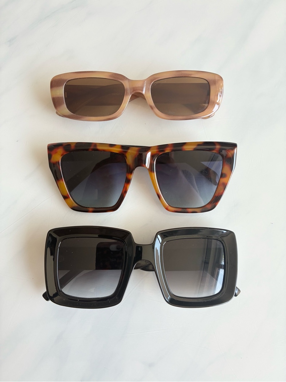 Women’s Square Frame Sunglasses - Black, Tortoise & Beige